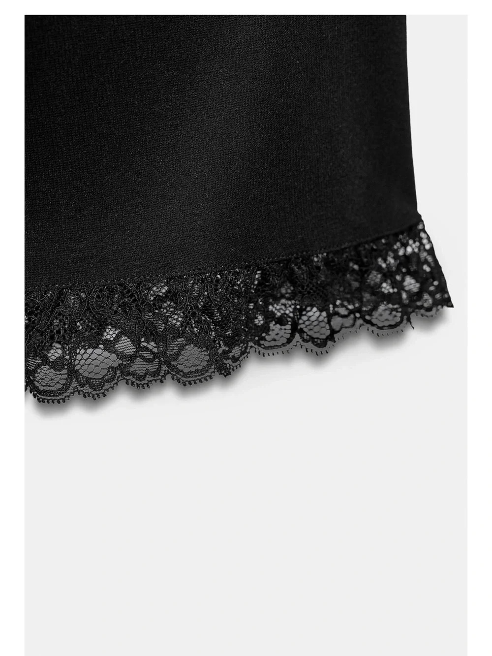 Zara NWT thick Black Lace Trim Hem stretchy legging Pants